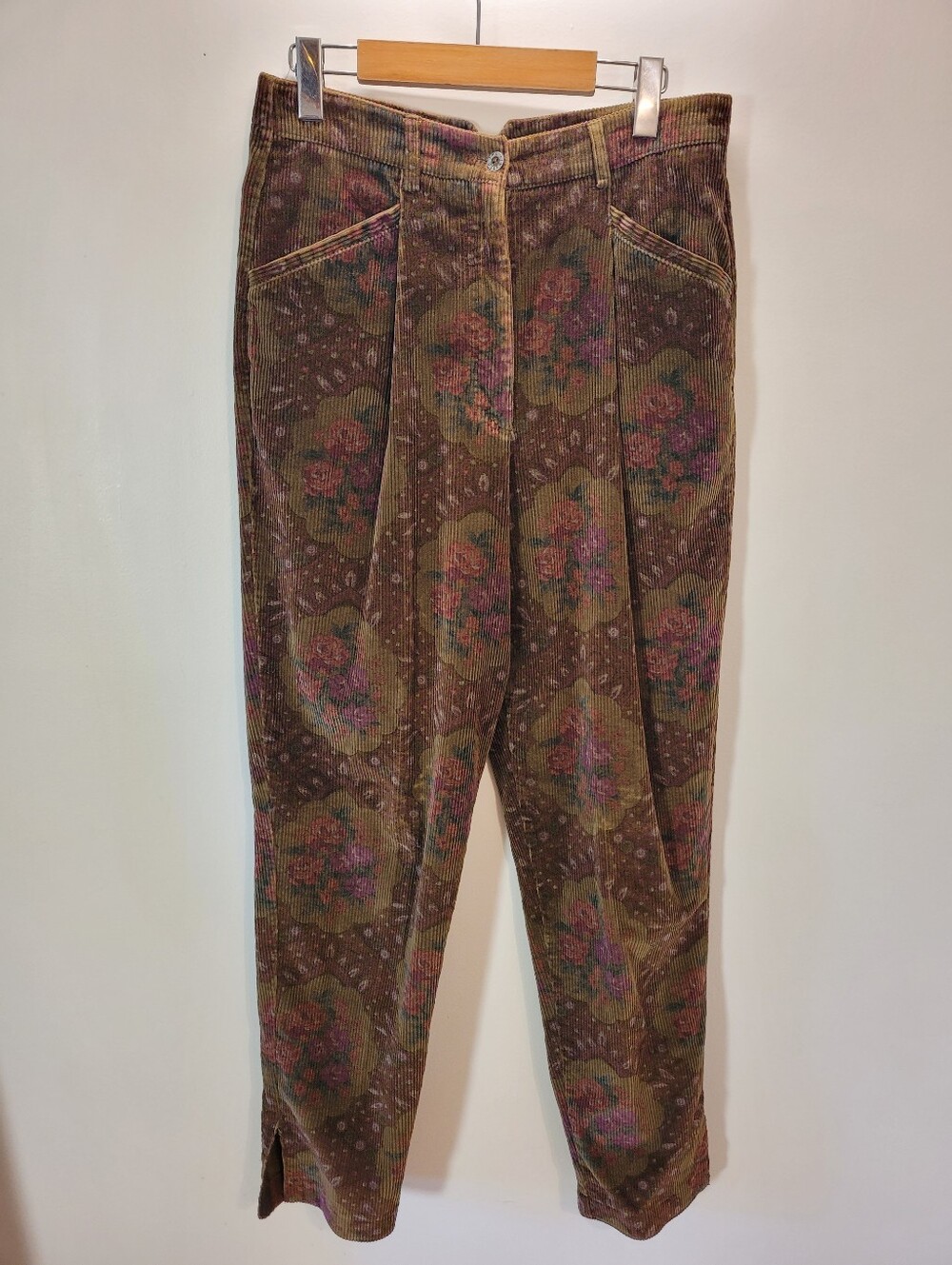 Vintage The Limited Floral Brown Corduroy Cottagecore Pants - Size 12